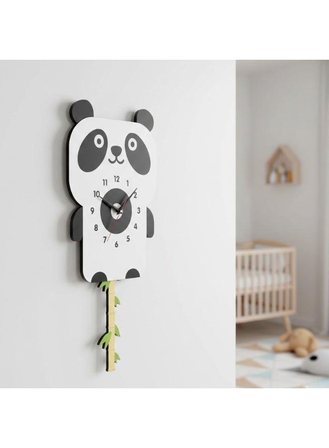 A high-quality, stylish panda-shaped pendulum wall clock with cheerful colors and a gentle movement; easy to install and suitable for various uses and decors. - Image 2